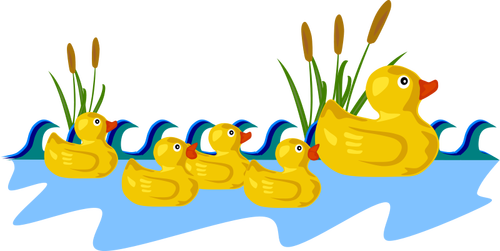 Rubber duck family vector drawing