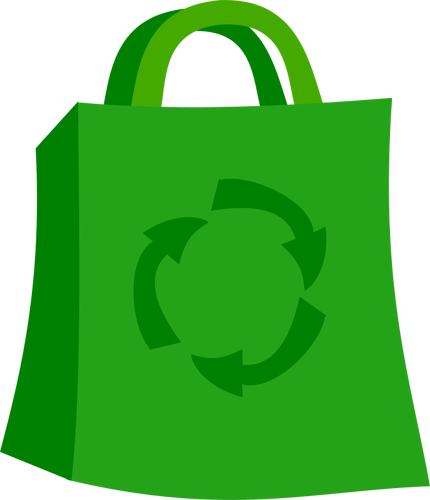 Green shopping bag vector icon