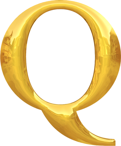 Kultainen typografia Q