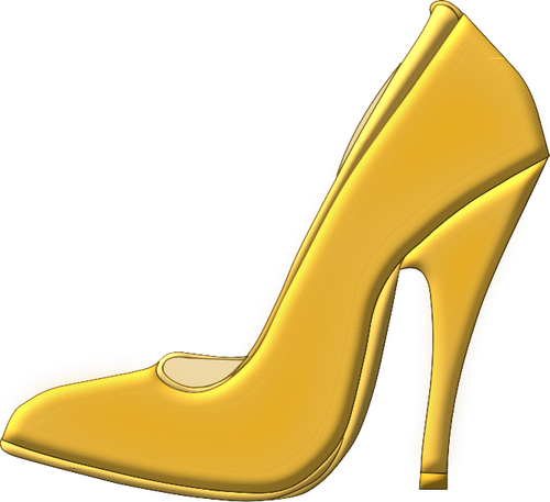 Vector afbeelding van gouden hoge hak schoen