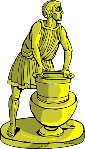 Gouden standbeeld van fontein en man