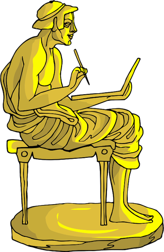 Statua dorata con lo scrittore