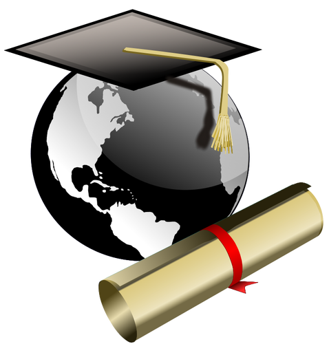 स्नातक छात्र टोपी और डिग्री वेक्टर छवि