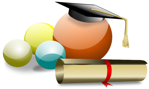 Graduate student hat and degree vector illustration