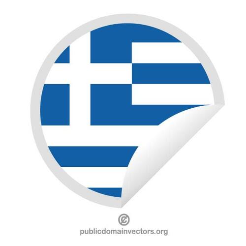 Rund klistermärke med grekisk flagg