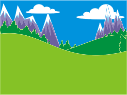 Paesaggio verde di colline e montagne