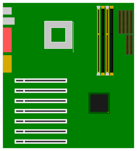 Vector de la imagen verde Motherboard, Tarjeta madre