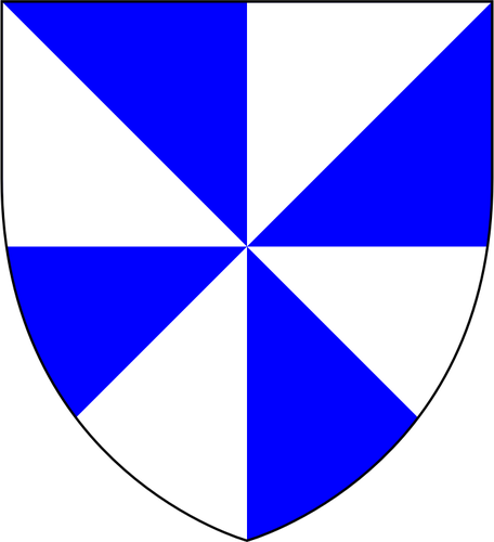 Perisai dengan segitiga biru dan putih