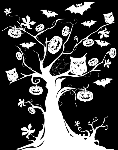 Halloween pohon gambar