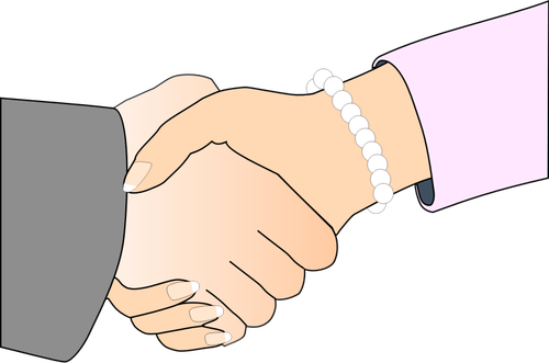 Man and woman handshake vector illustration