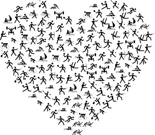 Coração com esportes