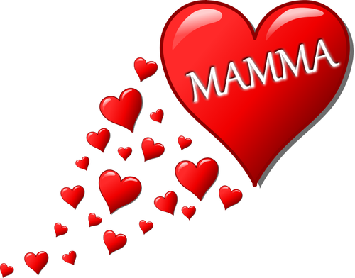 Ilustración del vector de corazones para mamá en Italiano