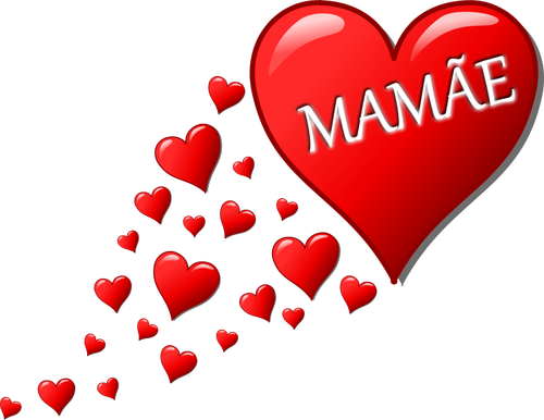 Сердце для мамы в векторе португальского языка