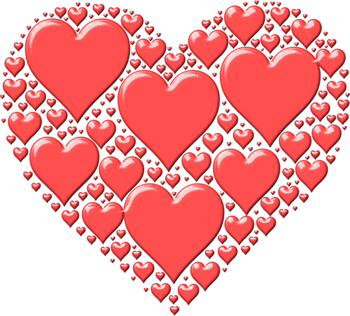 ناقلات التوضيح من القلب الأحمر مصنوعة من قلوب صغيرة كثيرة