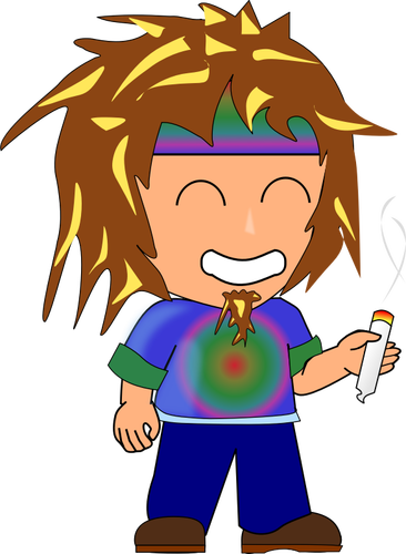 Image vectorielle de kid hippie avec un joint