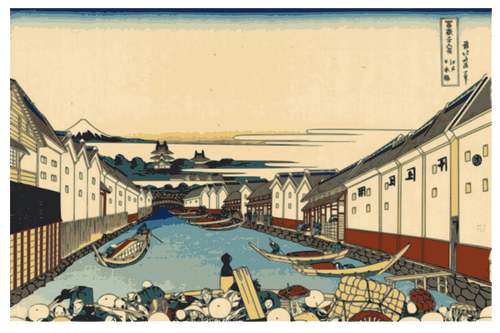 Nihonbashi bridge in Edo vector image