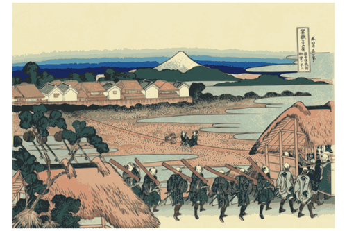 富士山从千住在吉花街向量剪贴画