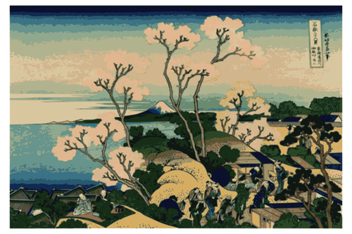 Ilustration Gotenyama, Shingawa से माउंट फ़ूजी के दृश्य की