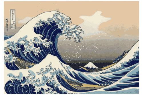 Vektor-Grafiken der Malerei unter der Welle vor Kanagawa