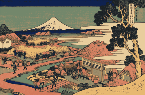 Campos de chá Katakura em desenho vetorial de Suruga