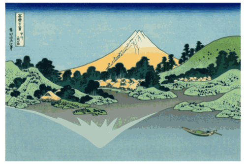 Clipart de vecteur de réflexion Mont Fuji dans le lac à Misaka