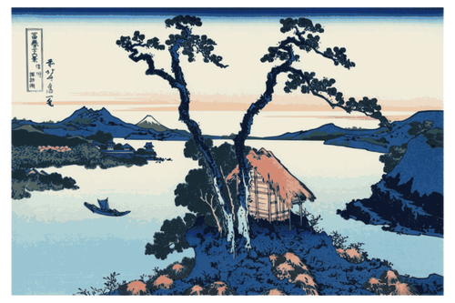 Illustration vectorielle du lac Suwa dans la Province de Shinano