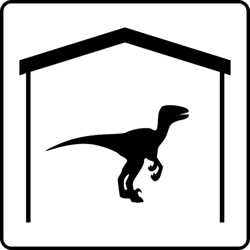 Vektor ClipArt-bilder av dinosaurie i Hotell rummet piktogram