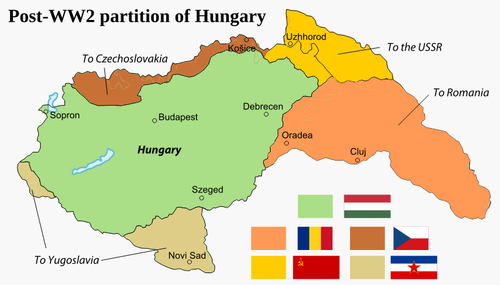 Map of Kingdom of Hungary after World War 2 vector illustration