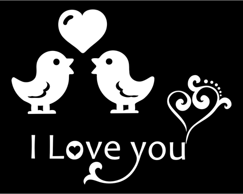 Imagen de un cartel "Te quiero" decorado por corazón y aves.