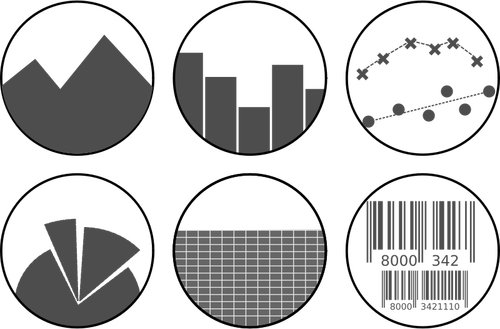 Imagem vetorial de conjunto de ícones de planilha em tons de cinza