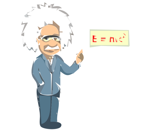 Cartoon-Einstein mit seiner Mathematik