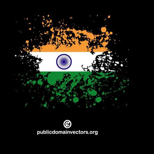 잉크에 인도의 국기 뿌리기