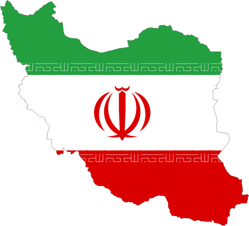 イランの国旗と地図