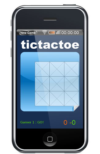 IPhone con juego TaTeTi en imagen vectorial
