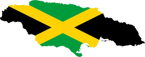 Jamaica pe hartă cu pavilion