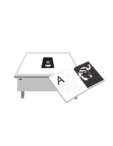 Skrivebord og bok av vektorgrafikk
