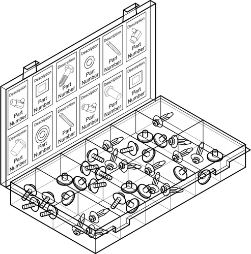 Imágenes Prediseñadas Vector de selección de tornillos en un contenedor