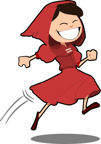 Ilustración vectorial de niña sonriente en vestido rojo