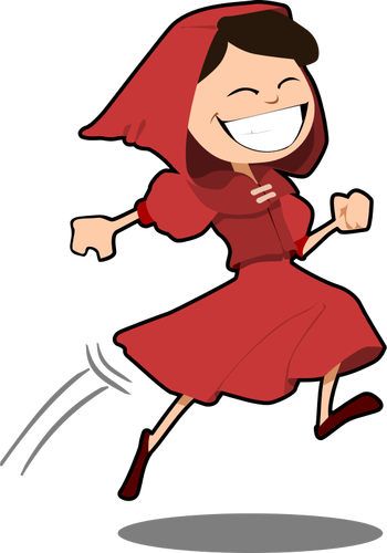 Illustration vectorielle de la souriante jeune fille en robe rouge