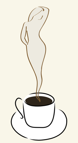 एक कप कॉफी में औरत के वेक्टर क्लिप आर्ट