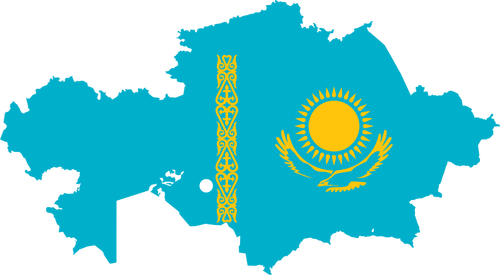 Drapelul Kazahstanului şi hartă