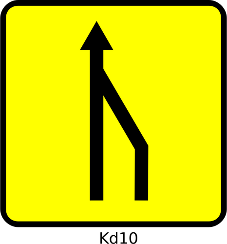 Vector image of right lane reduction roadsign in France