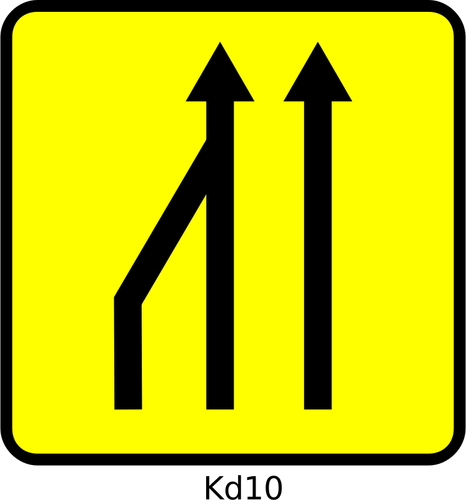 Vektor ilustrasi dari jalur paling kiri pengurangan roadsign di Prancis