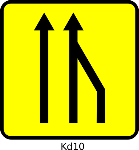 Vecteur, dessin de panneau de signalisation de réduction de voie extrême droite en France