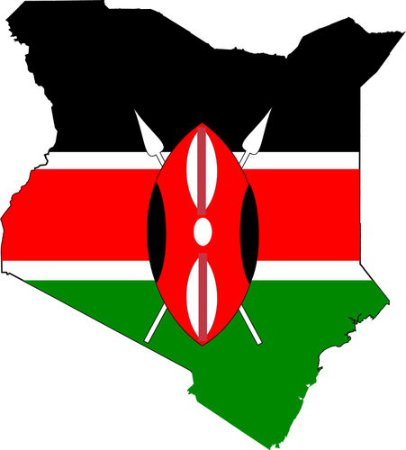 Drapeau carte Kenya vector clipart