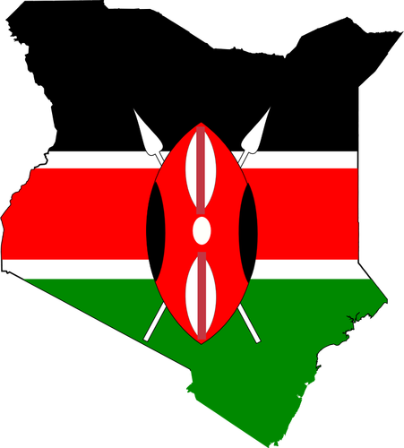 Mapa Keni a vlajky