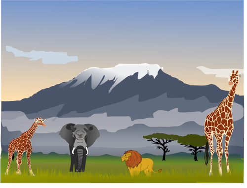 Mount Kilimanjaro scène vector tekening