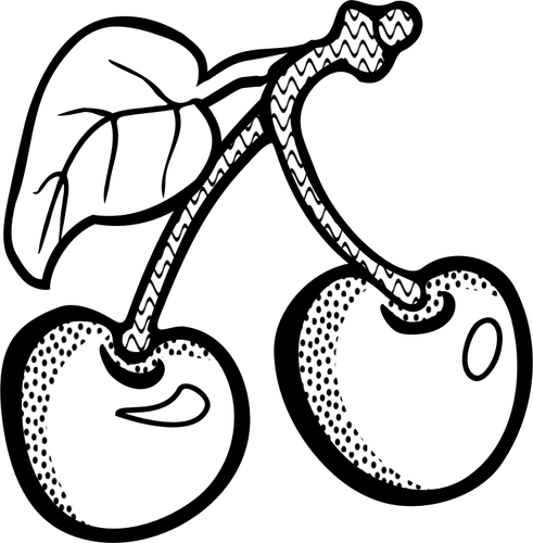 Grafika wektorowa dwóch wiśni w czerni i bieli