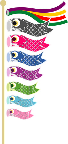 Koinobori sur une image vectorielle de pôle