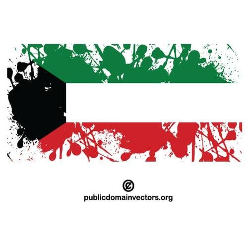 Bandera de Kuwait con salpicaduras de tinta